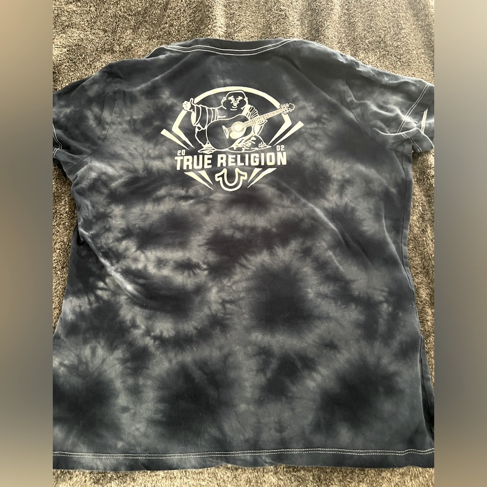 True Religion navy blue tie-dye cotton T-shirt